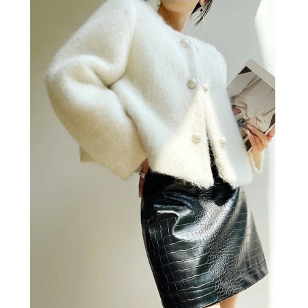 Commense Fuzzy Button Short Wool Coat NWT, Size S… - image 2